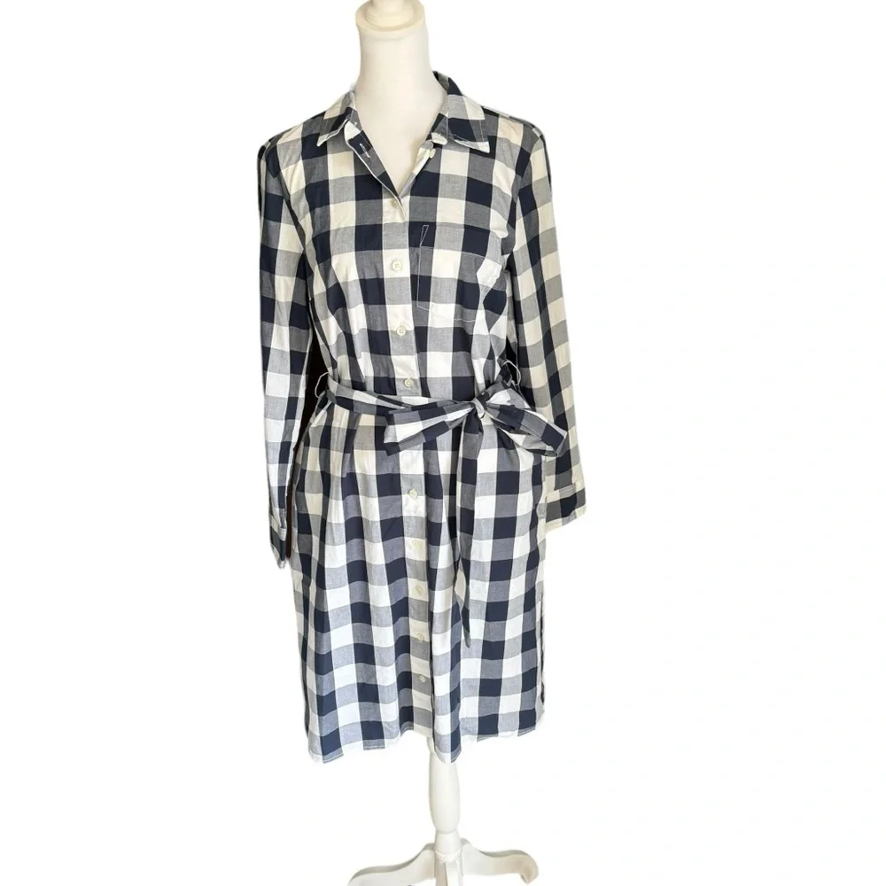 J. Crew - NWOT Gingham Belted Long Sleeve Shirt Dress Sz 4